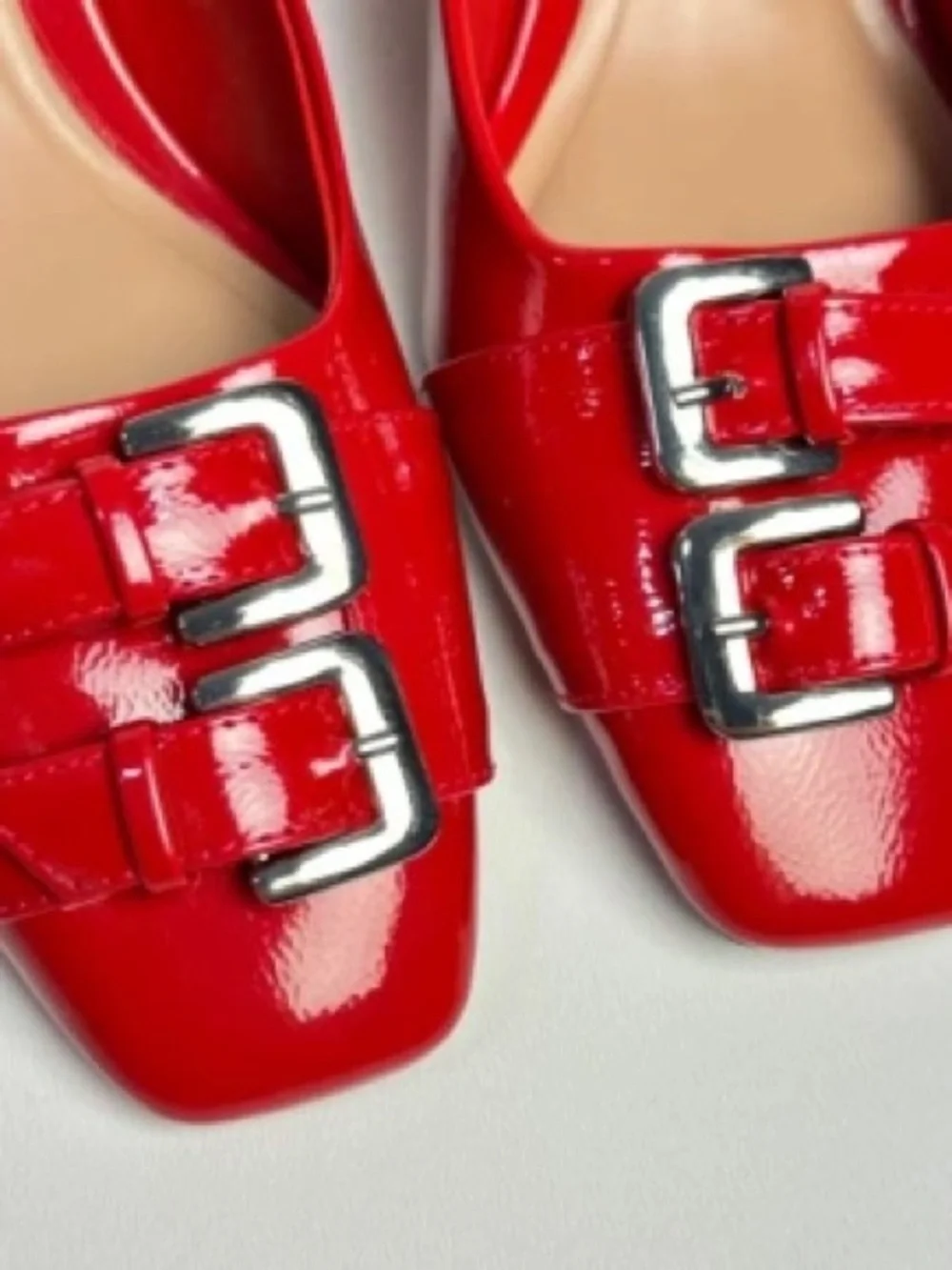 Zara Red Buckle Block Heel Slingback - Size 40 - Picture 4 of 8